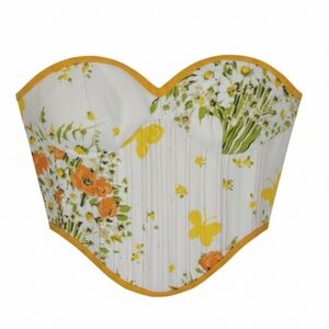 Handmade Upcycled Vtg Fabric Bustier Corset Top S/M Daisy Floral NEW